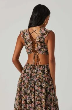 Floral Ruffle Cutout Maxi Dress 11 Floral Ruffle Cutout Maxi Dress -Dress Sales Store ADR101396 BLACKMULTIFLORAL 5