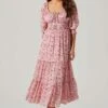 Floral Smocked Waist Tiered Midi Dress 2 Floral Smocked Waist Tiered Midi Dress -Dress Sales Store ADR101527 PINKFLORAL 5 2