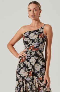 Emmylou Floral One Shoulder Midi Dress 20 Emmylou Floral One Shoulder Midi Dress -Dress Sales Store ADR101528 BLACKFLORAL 3