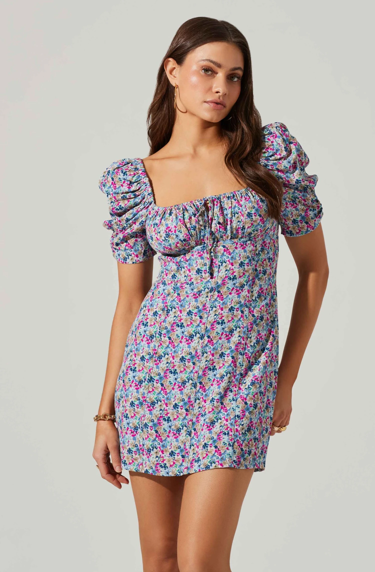 Floral Square Neck Puff Sleeve Mini Dress 4 Floral Square Neck Puff Sleeve Mini Dress - Image 2