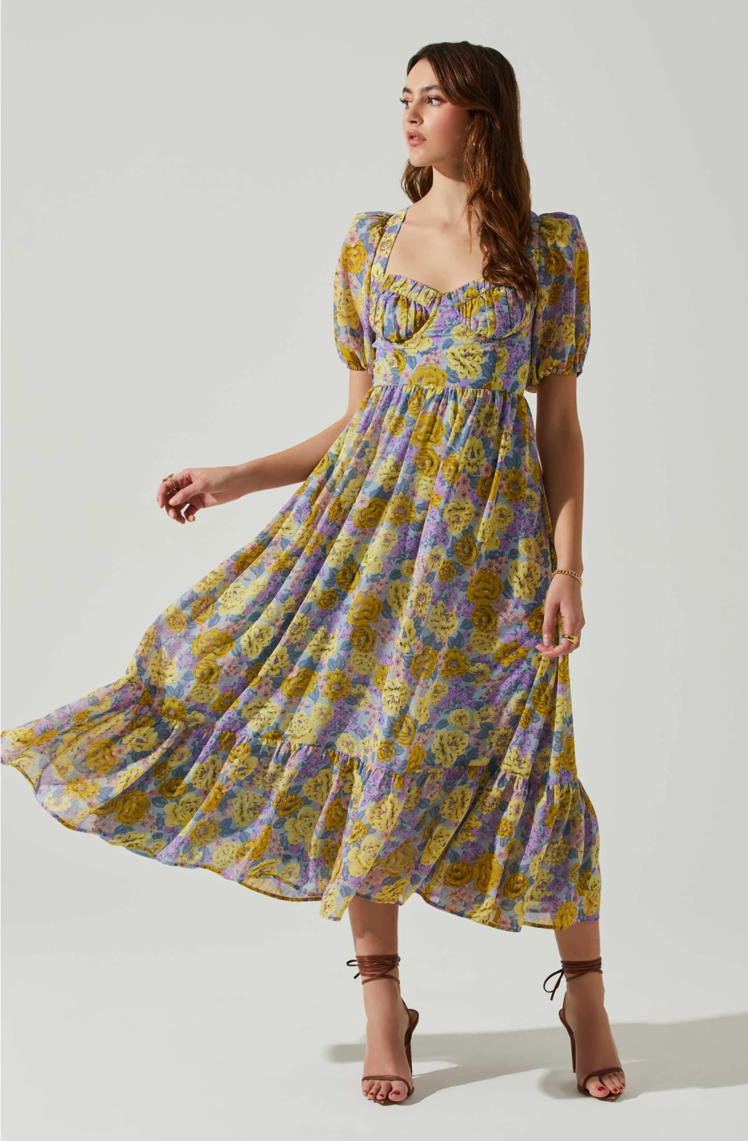 Floral Sweetheart Neck Midi Dress 3 Floral Sweetheart Neck Midi Dress