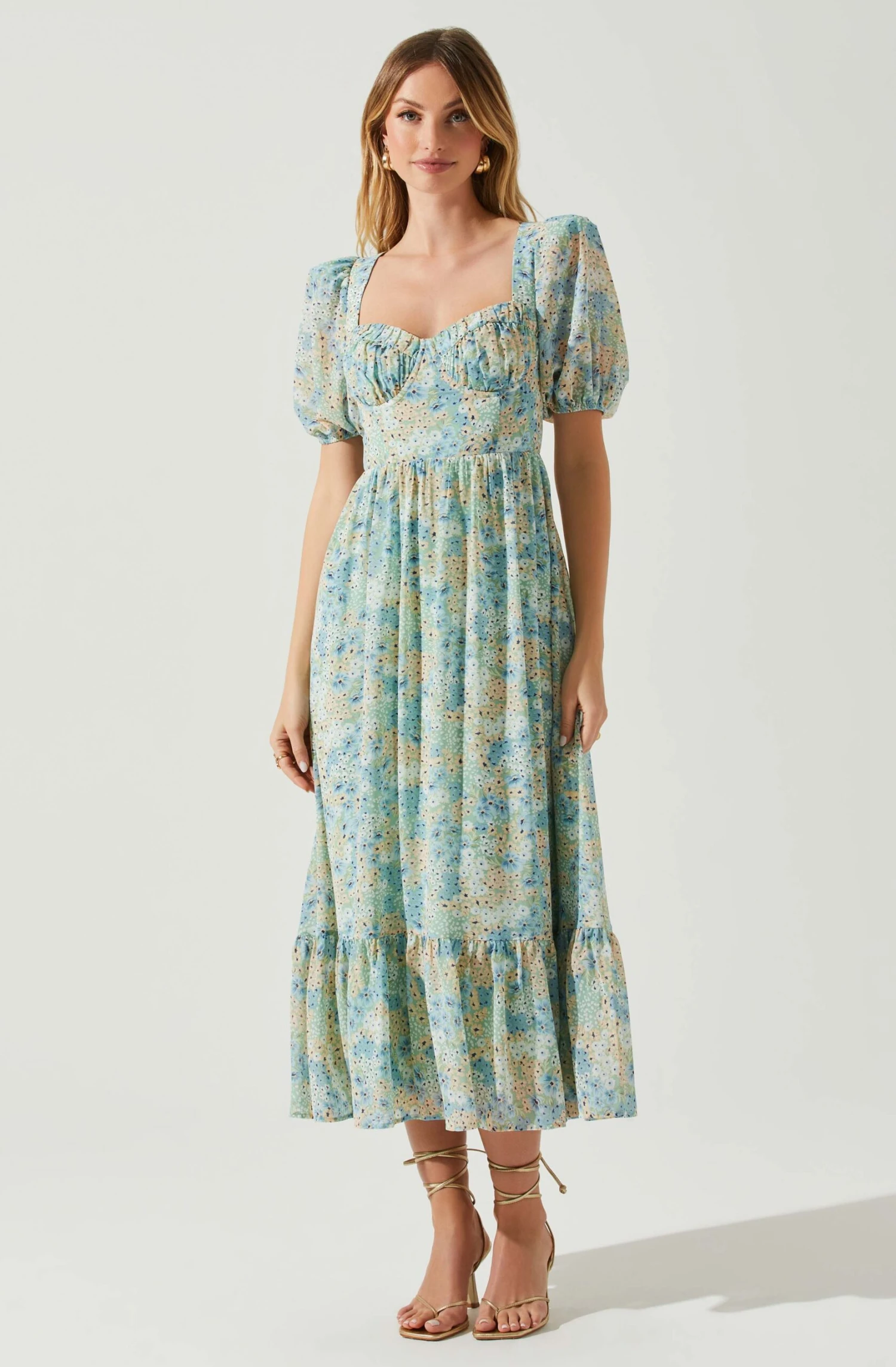 Floral Sweetheart Neck Midi Dress 9 Floral Sweetheart Neck Midi Dress - Image 7
