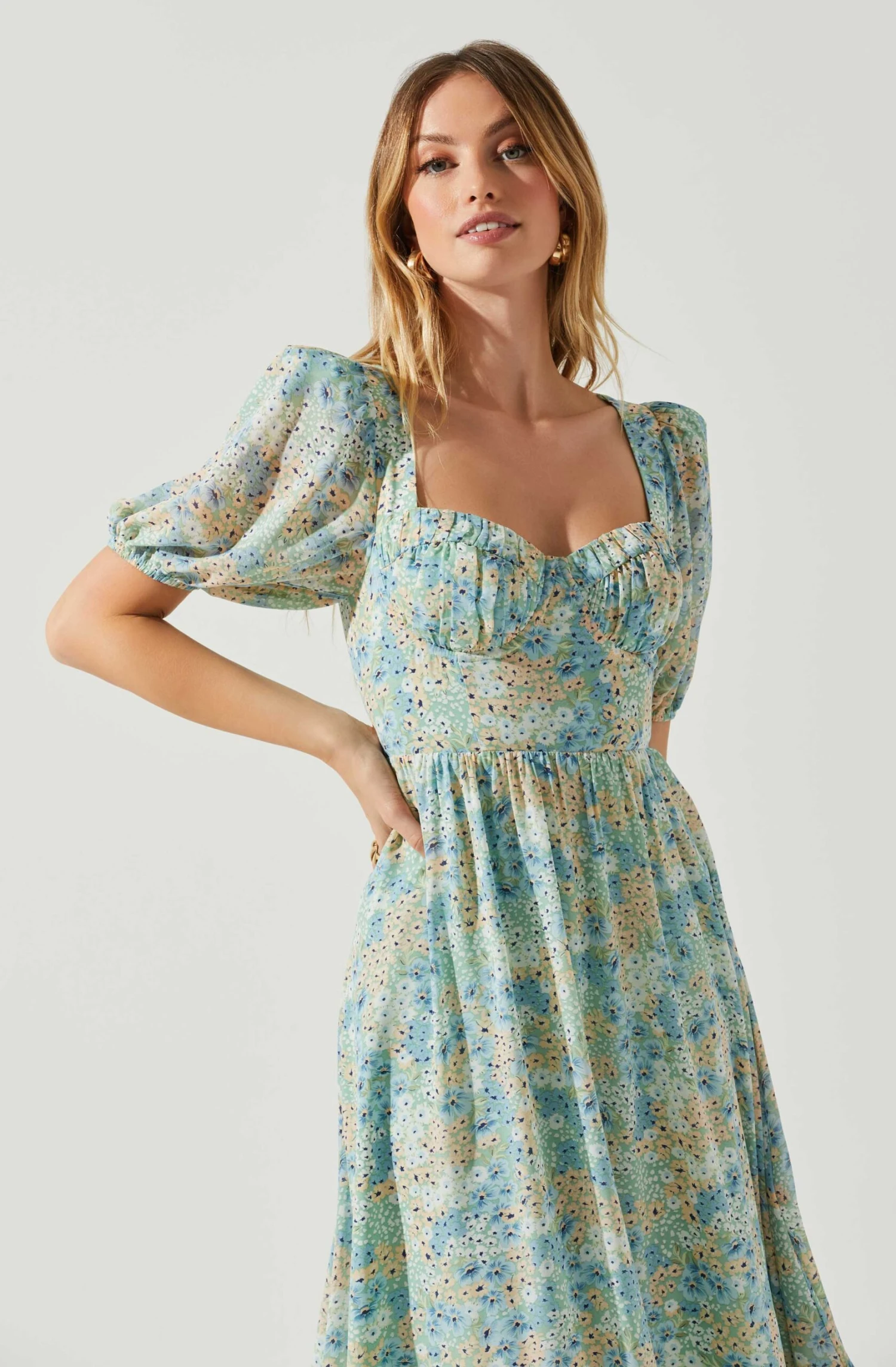 Floral Sweetheart Neck Midi Dress 12 Floral Sweetheart Neck Midi Dress - Image 10