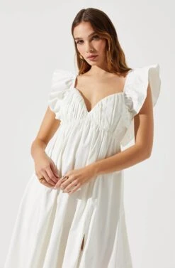 Flutter Sleeve Tie Back Maxi Dress 23 Flutter Sleeve Tie Back Maxi Dress -Dress Sales Store ADR101610 WHITE 4