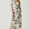 Floral Short Sleeve Wrap Front Maxi Dress 1 Floral Short Sleeve Wrap Front Maxi Dress -Dress Sales Store ADR101628 CHARCOALTAUPEFL 1