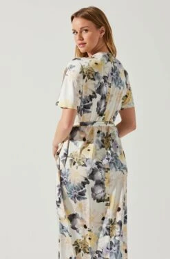 Floral Short Sleeve Wrap Front Maxi Dress 12 Floral Short Sleeve Wrap Front Maxi Dress -Dress Sales Store ADR101628 CHARCOALTAUPEFL 6