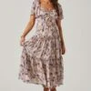 Floral Cinched Bust Cutout Center Midi Dress 2 Floral Cinched Bust Cutout Center Midi Dress -Dress Sales Store ADR101632 BLUEMULTIFLR 2