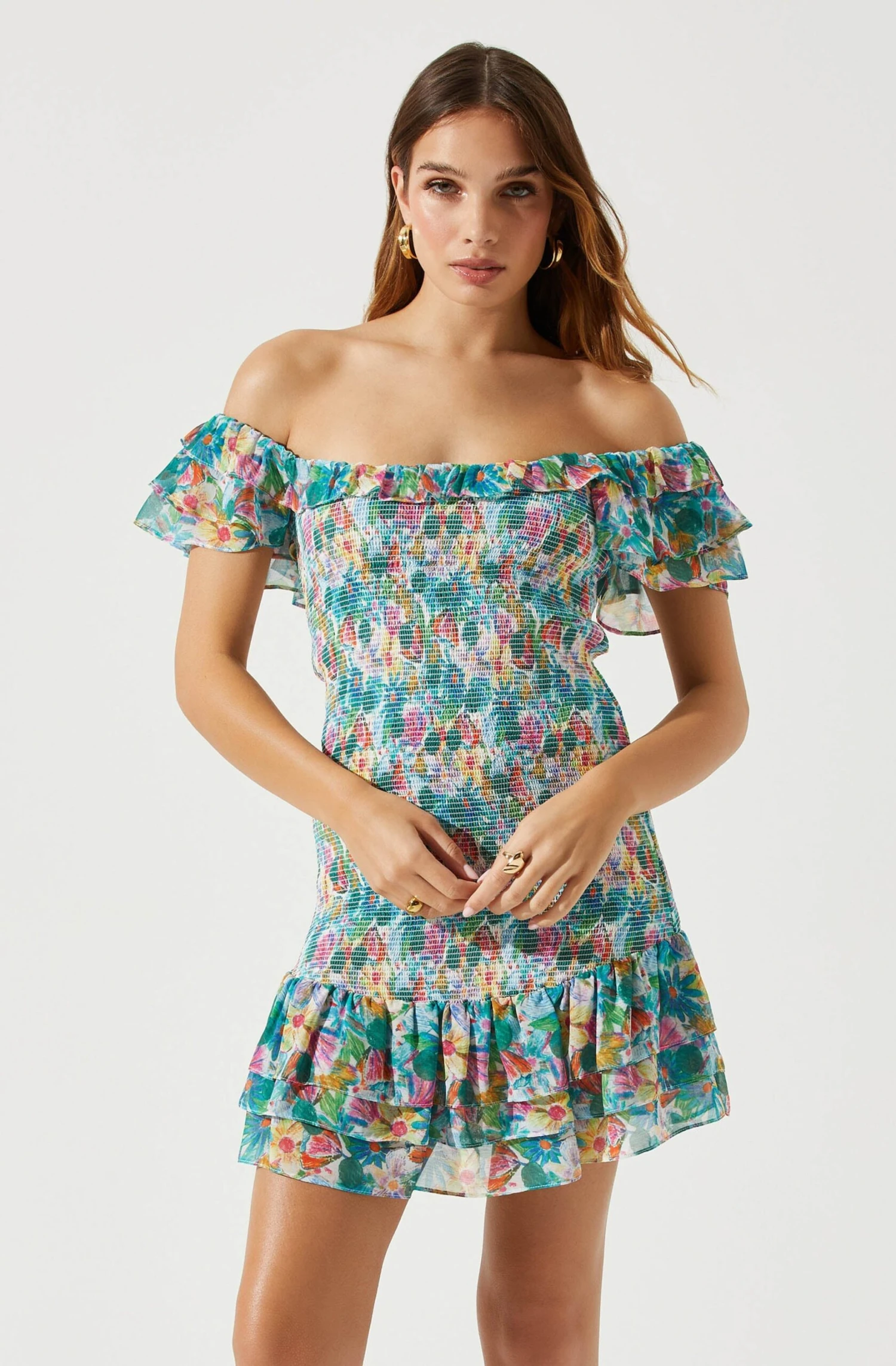 Flutter Sleeve Smocked Mini Dress 4 Flutter Sleeve Smocked Mini Dress - Image 2