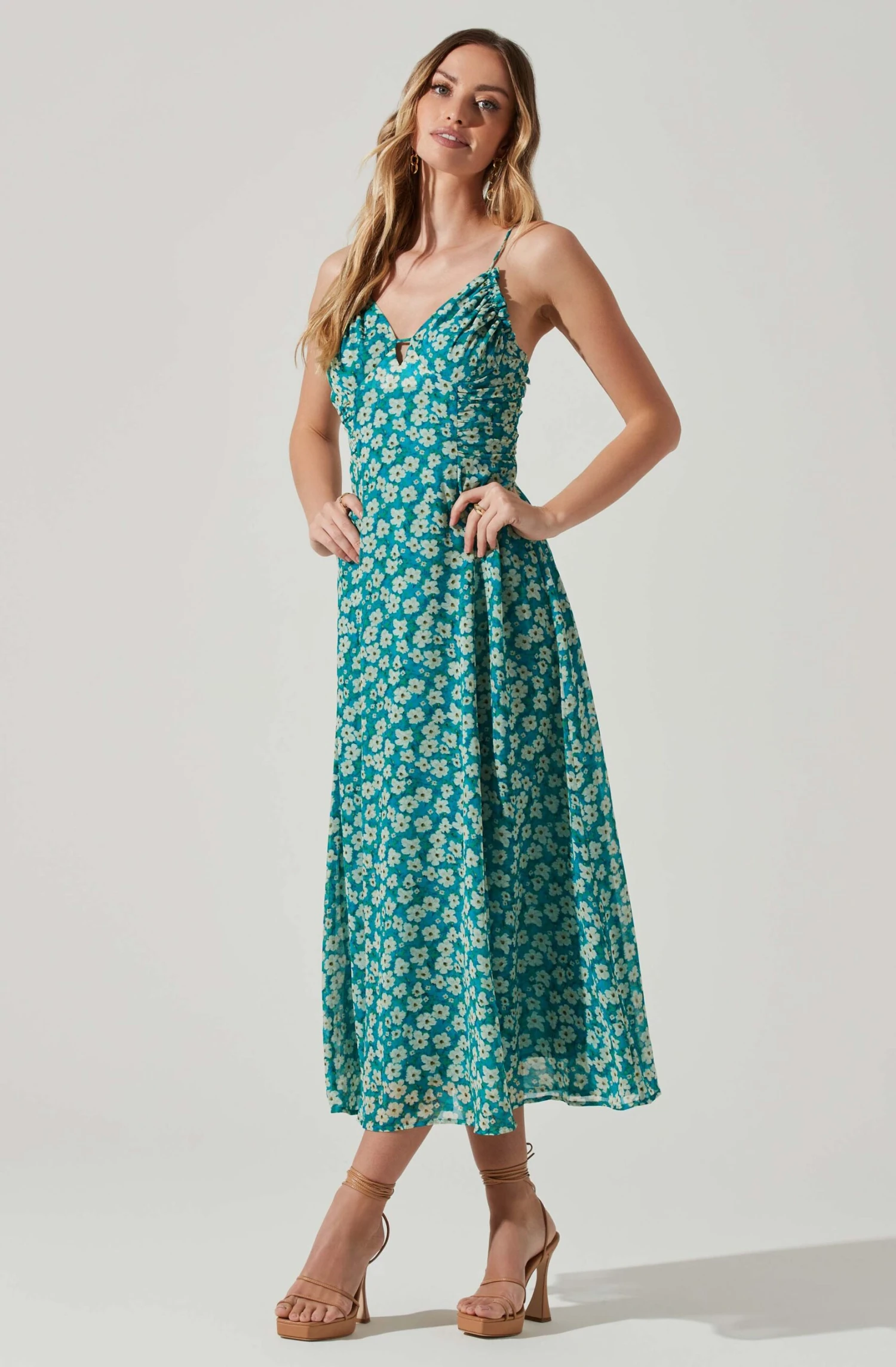 Floral Ruched Bust Midi Dress 5 Floral Ruched Bust Midi Dress - Image 3