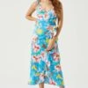 Satin Front Tie Wrap Floral Midi Dress 2 Satin Front Tie Wrap Floral Midi Dress -Dress Sales Store ADR101683 CAPRIBLUEFLORAL 1