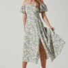 Off Shoulder Puff Sleeve Midi Dress 2 Off Shoulder Puff Sleeve Midi Dress -Dress Sales Store ADR101706 PURPLEMULTIFLORAL 1