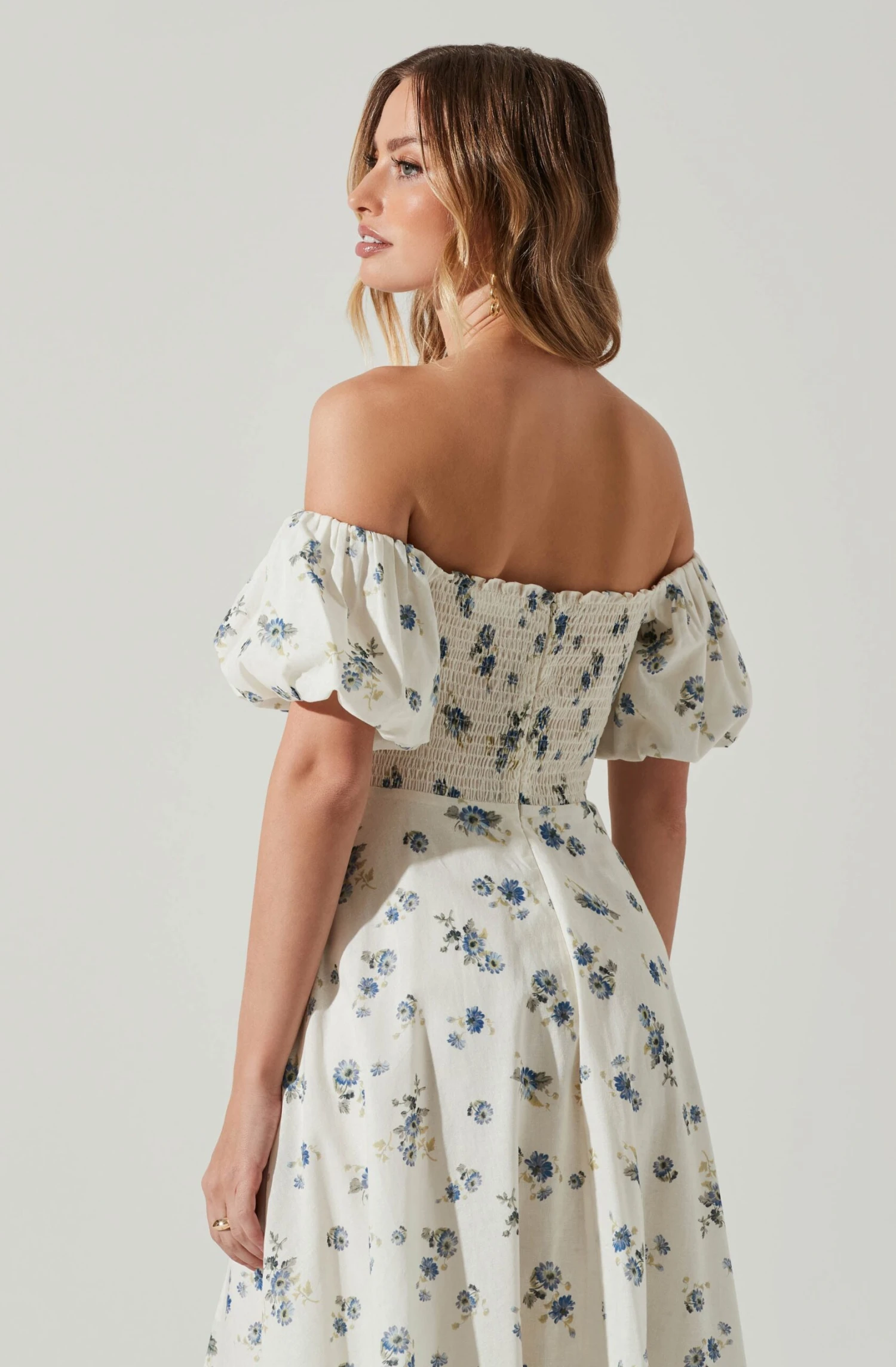 Off Shoulder Puff Sleeve Midi Dress 12 Off Shoulder Puff Sleeve Midi Dress - Image 10