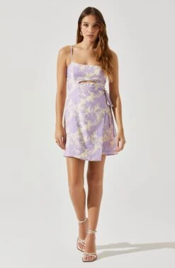 Keyhole Wrap Floral Mini Dress 20 Keyhole Wrap Floral Mini Dress -Dress Sales Store ADR101709 LAVENDERFLORAL 1