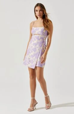Keyhole Wrap Floral Mini Dress 22 Keyhole Wrap Floral Mini Dress -Dress Sales Store ADR101709 LAVENDERFLORAL 2