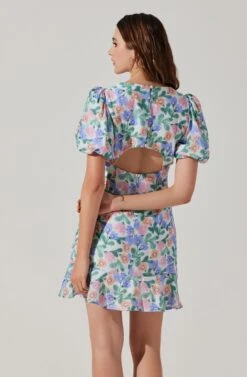 Flutter Sleeve Cutout Floral Mini Dress 24 Flutter Sleeve Cutout Floral Mini Dress -Dress Sales Store ADR101724 WHITEMULTIFLORAL 2