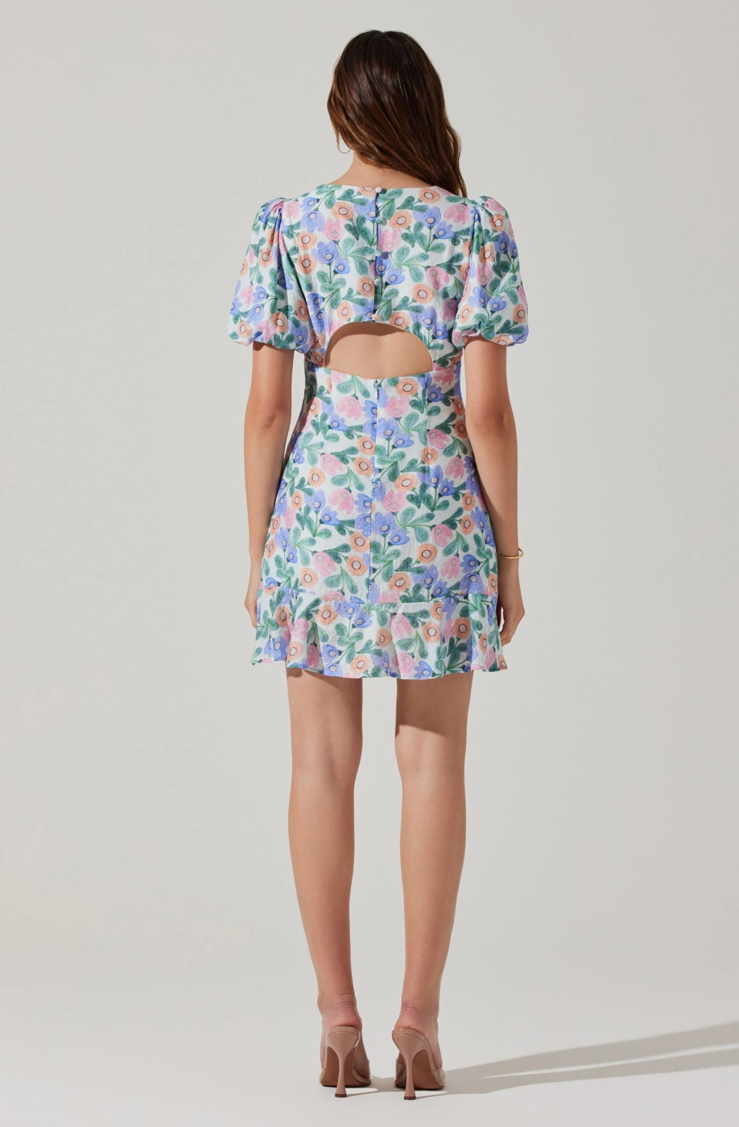 Flutter Sleeve Cutout Floral Mini Dress 14 Flutter Sleeve Cutout Floral Mini Dress - Image 12
