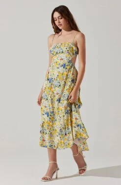 Open Back Floral Midi Dress 22 Open Back Floral Midi Dress -Dress Sales Store ADR101751 YELLOWBLUEABSTRACT 2