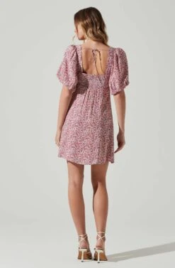 Floral Puff Sleeve Mini Dress 19 Floral Puff Sleeve Mini Dress -Dress Sales Store ADR101755 MAGENTALIMEDITSY 6