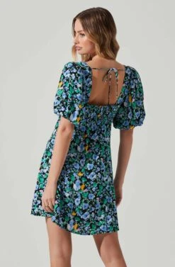 Floral Puff Sleeve Mini Dress 24 Floral Puff Sleeve Mini Dress -Dress Sales Store ADR101755 PERIWINKLEBLKMULTI 5