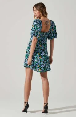 Floral Puff Sleeve Mini Dress 25 Floral Puff Sleeve Mini Dress -Dress Sales Store ADR101755 PERIWINKLEBLKMULTI 6