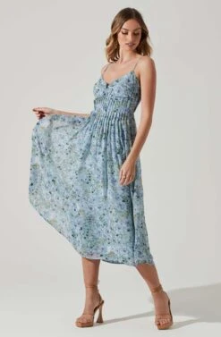 Floral Pleated Midi Dress 16 Floral Pleated Midi Dress -Dress Sales Store ADR101774 BLUEFLORAL 2