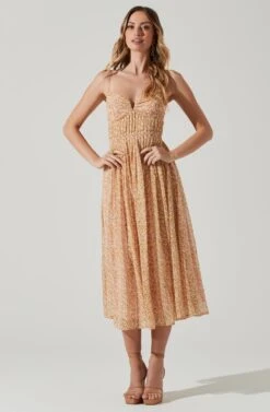 Floral Pleated Midi Dress 22 Floral Pleated Midi Dress -Dress Sales Store ADR101774 YELLOWPINKFLORAL 1