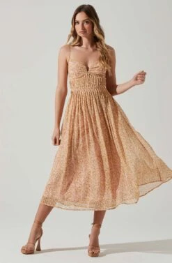 Floral Pleated Midi Dress 20 Floral Pleated Midi Dress -Dress Sales Store ADR101774 YELLOWPINKFLORAL 2