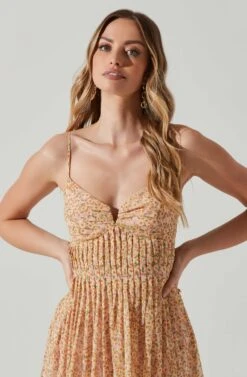 Floral Pleated Midi Dress 21 Floral Pleated Midi Dress -Dress Sales Store ADR101774 YELLOWPINKFLORAL 3