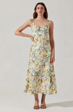 Satin Corset Floral Maxi Dress 22 Satin Corset Floral Maxi Dress -Dress Sales Store ADR101783 YELLOWCREAMFLORAL 2