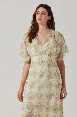 Flutter Sleeve Open Back Maxi Dress 17 Flutter Sleeve Open Back Maxi Dress -Dress Sales Store ADR101803 CREAMMULTIFLORAL 3