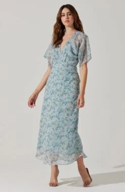 Flutter Sleeve Open Back Maxi Dress 20 Flutter Sleeve Open Back Maxi Dress -Dress Sales Store ADR101803 LIGHTBLUEMULTIFRL 2