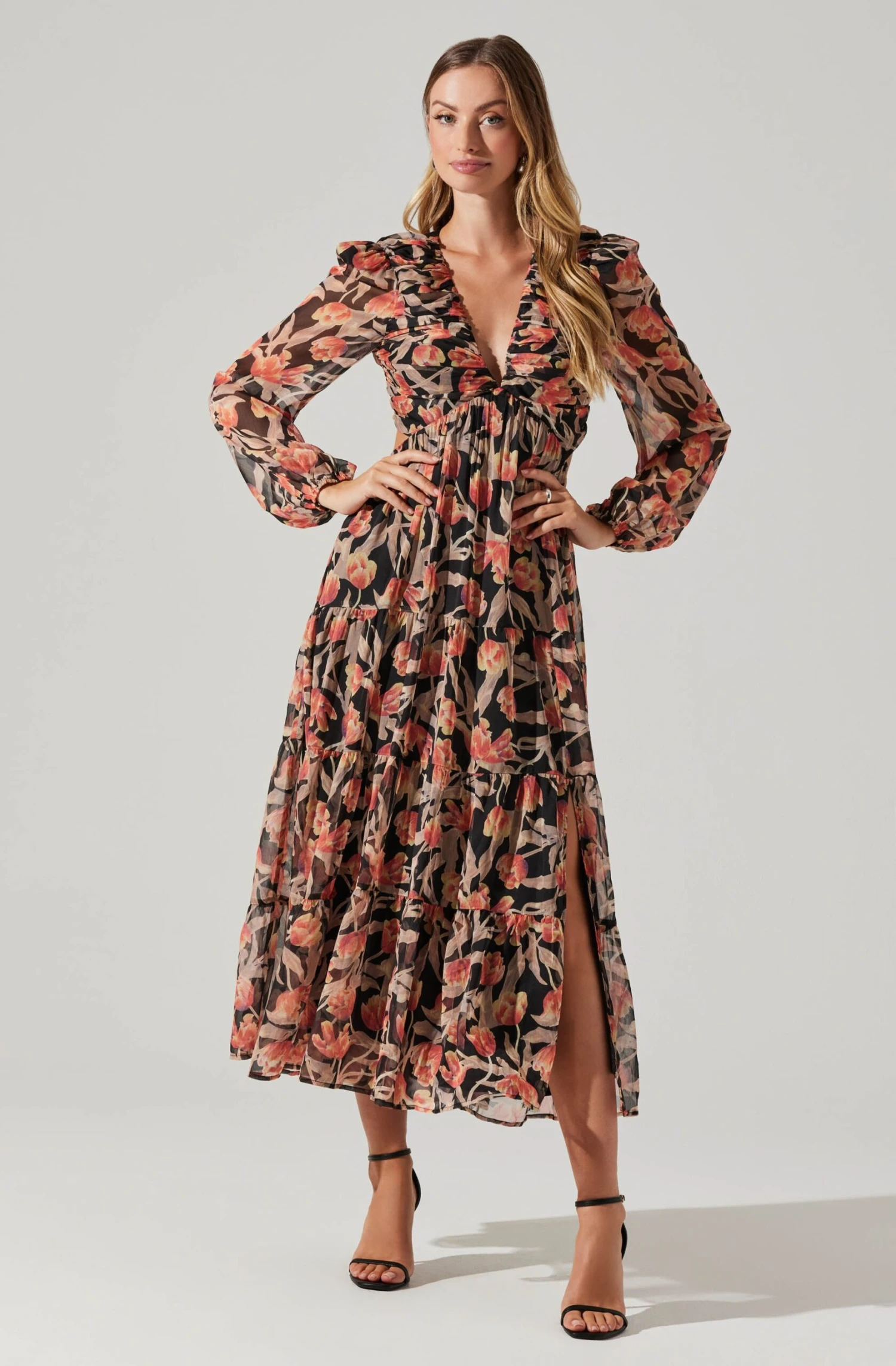 Floral Lace Back Long Sleeve Maxi Dress 5 Floral Lace Back Long Sleeve Maxi Dress - Image 3