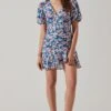 Flutter Sleeve Cutout Floral Mini Dress -Dress Sales Store ADR10724 BLUEPINKFLORAL 1