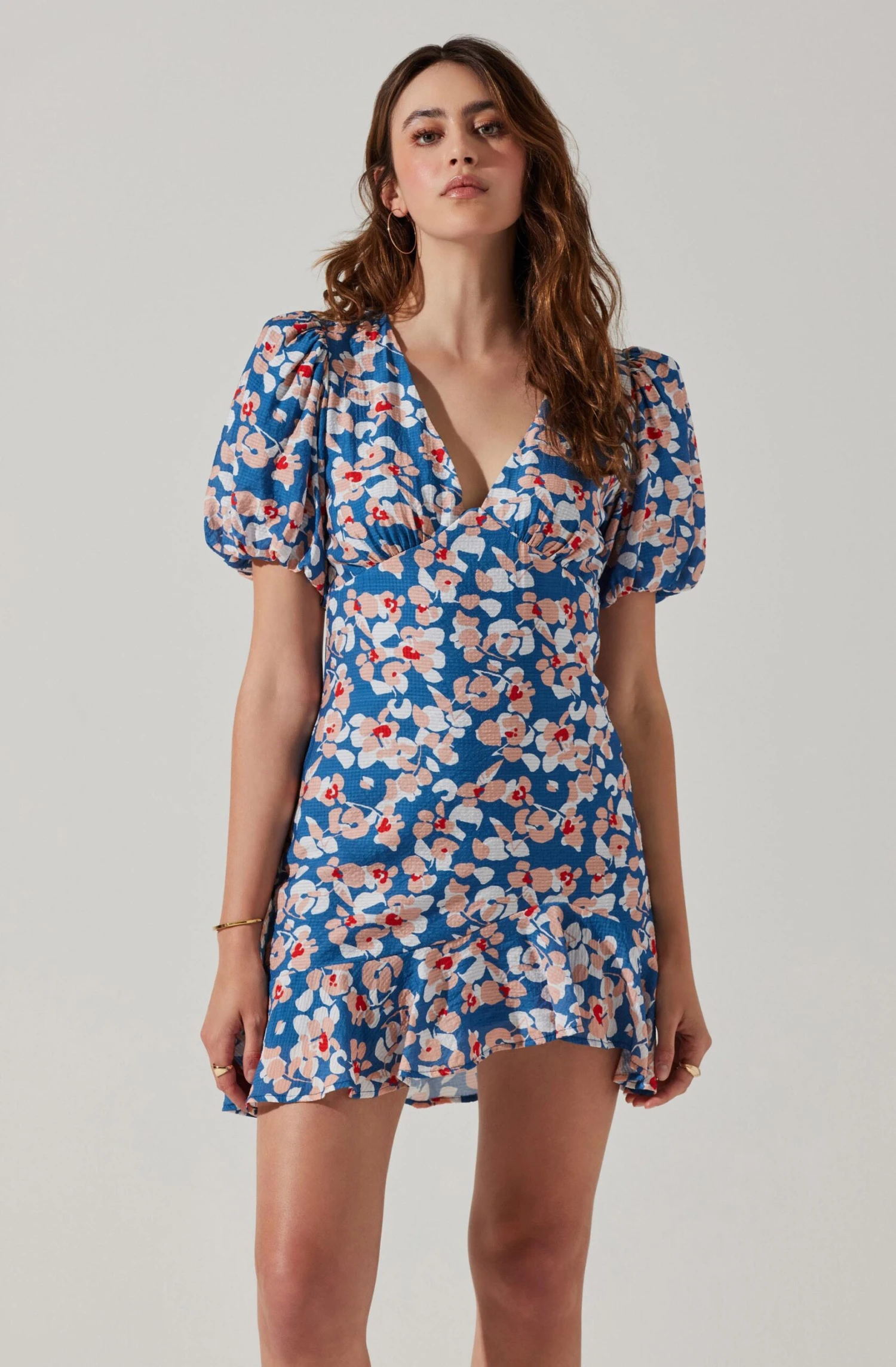 Flutter Sleeve Cutout Floral Mini Dress 4 Flutter Sleeve Cutout Floral Mini Dress - Image 2