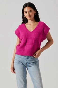 Checkered Sweater Vest 22 Checkered Sweater Vest -Dress Sales Store ALT16416 CI FUCHSIA 1