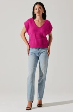 Checkered Sweater Vest 23 Checkered Sweater Vest -Dress Sales Store ALT16416 CI FUCHSIA 2