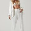 Brigitta Satin Wide Leg Pants 2 Brigitta Satin Wide Leg Pants -Dress Sales Store AP7265S WHITE 2