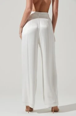 Brigitta Satin Wide Leg Pants 12 Brigitta Satin Wide Leg Pants -Dress Sales Store AP7265S WHITE 5