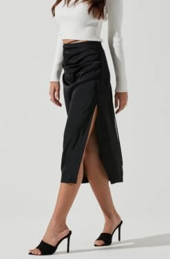 Hi Slit Ruched Skirt 11 Hi Slit Ruched Skirt -Dress Sales Store AS9086B BLACK 1564