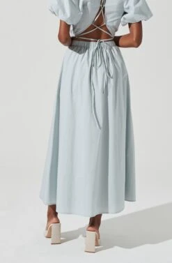 Poplin Midi Skirt -Dress Sales Store AS9098 DUSTYBLUE 3