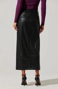 Low Rise Faux Leather Midi Skirt 11 Low Rise Faux Leather Midi Skirt -Dress Sales Store AS9156L BLACK 2