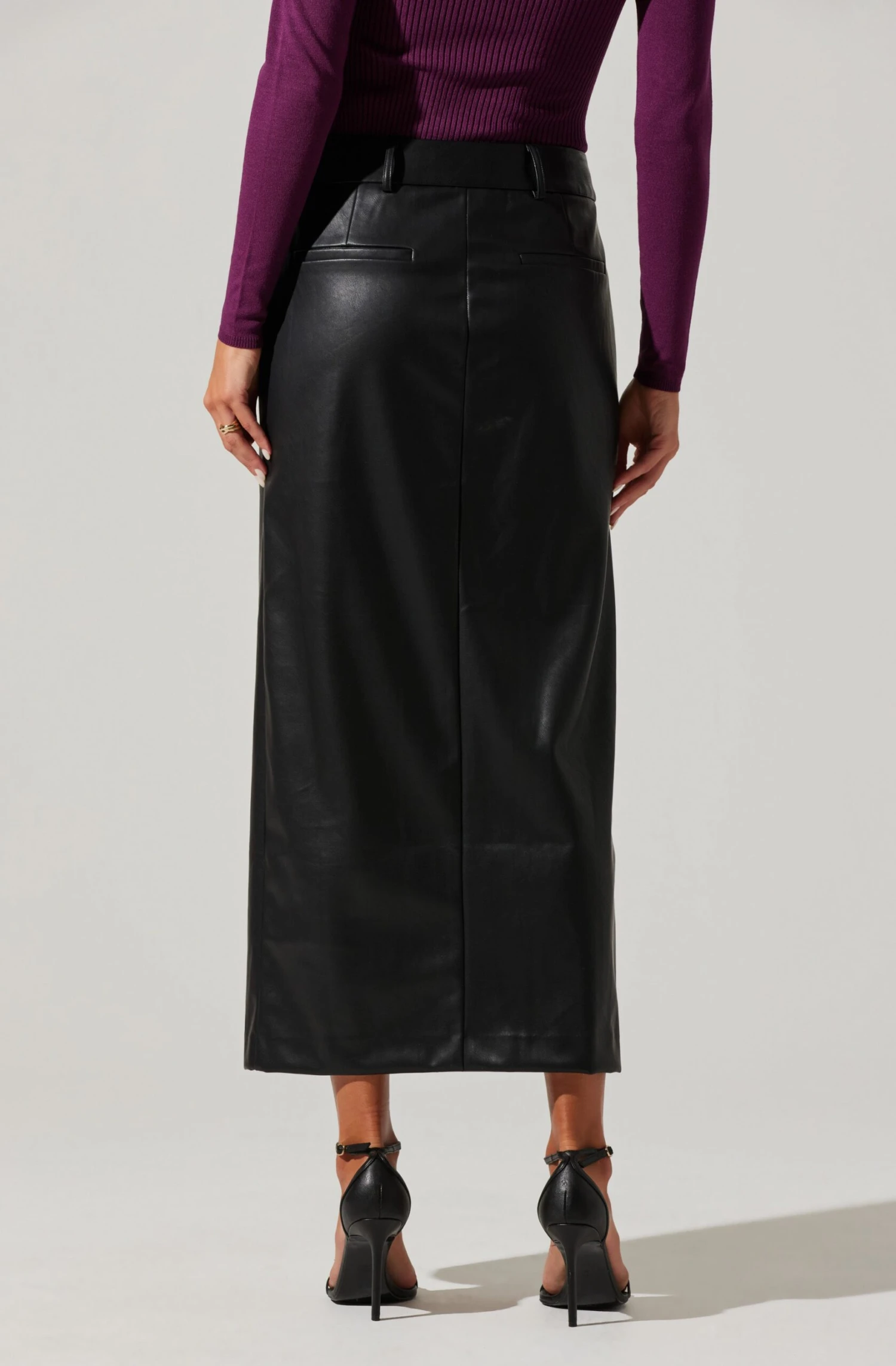 Low Rise Faux Leather Midi Skirt 6 Low Rise Faux Leather Midi Skirt - Image 4