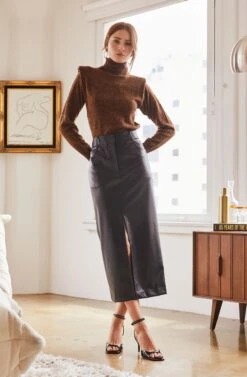 Low Rise Faux Leather Midi Skirt 13 Low Rise Faux Leather Midi Skirt -Dress Sales Store ASTR FALL23 ASSETS 1015