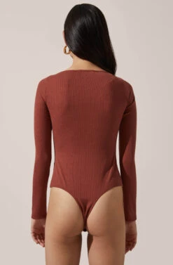 Square Neck Long Sleeve Bodysuit 19 Square Neck Long Sleeve Bodysuit -Dress Sales Store AT15694 003 MARSALA 3