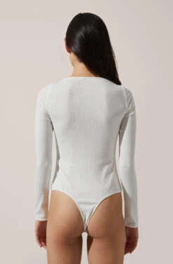 Square Neck Long Sleeve Bodysuit 13 Square Neck Long Sleeve Bodysuit -Dress Sales Store AT15694 003 WHITE 3