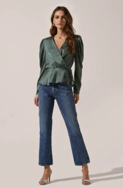 Wrap Front Top 11 Wrap Front Top -Dress Sales Store AT15801 003 FORESTGREEN 1