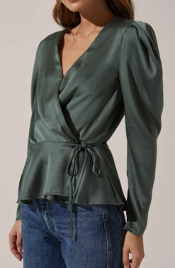 Wrap Front Top 12 Wrap Front Top -Dress Sales Store AT15801 003 FORESTGREEN 3