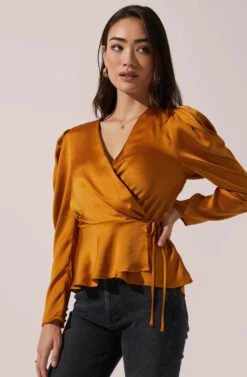 Wrap Front Top 15 Wrap Front Top -Dress Sales Store AT15801 003 MUSTARD 2