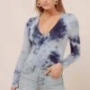 Tie Dye V Neck Bodysuit 2 Tie Dye V Neck Bodysuit -Dress Sales Store AT15898 NAVY TIE DYE 3