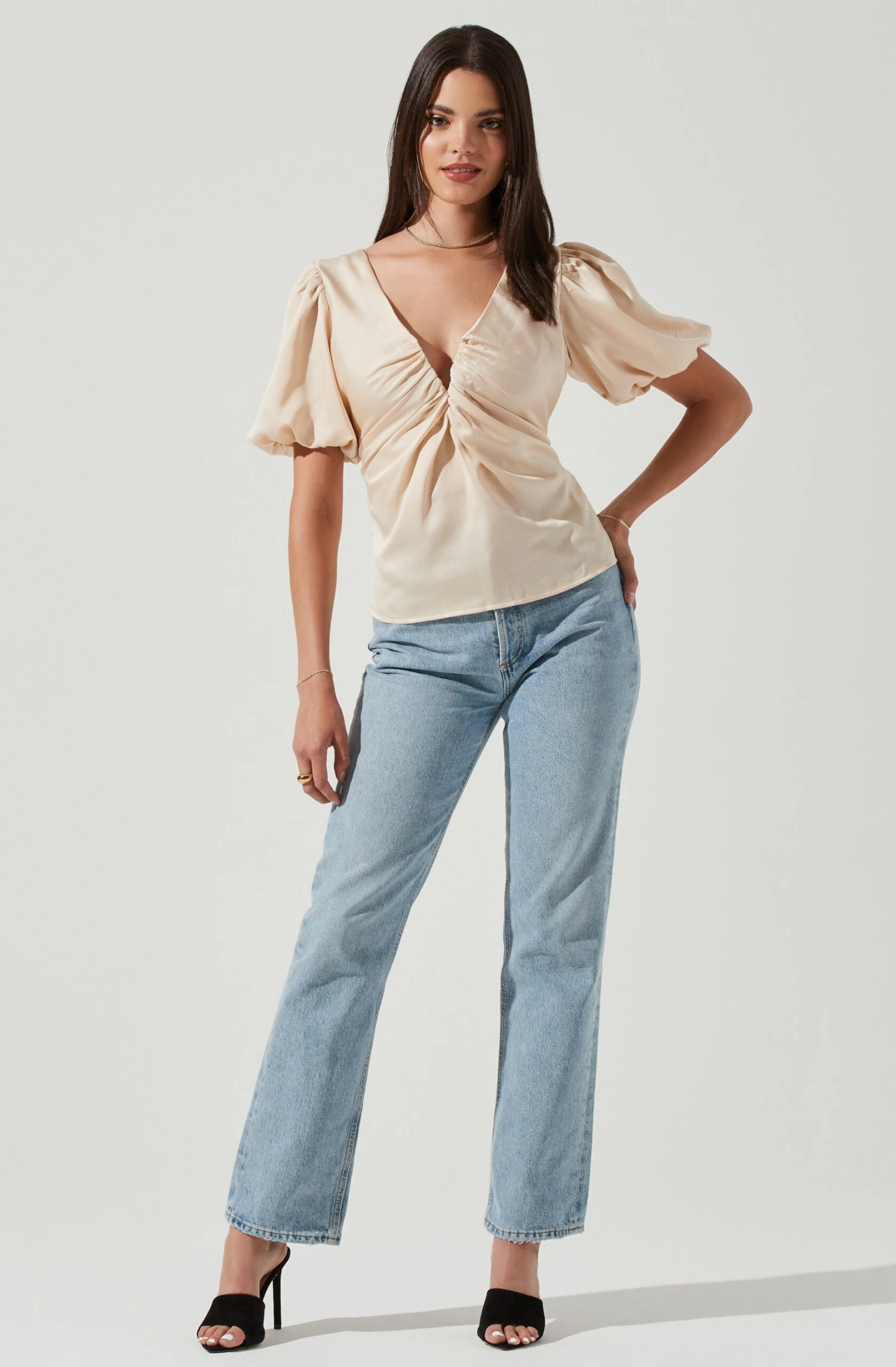 Deep V Balloon Sleeve Top 4 Deep V Balloon Sleeve Top - Image 2